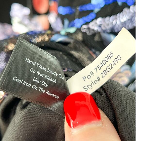 Boston Proper Floral Sequin Blouse XL Boatneck Mesh Glam Modest - Picture 7 of 7